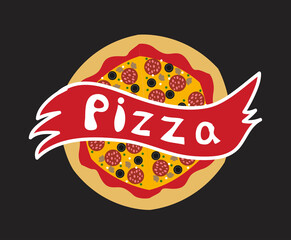 Hot Salami pizza vector illustration