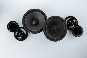 Car audio, car speakers, black subwoofer on a white background