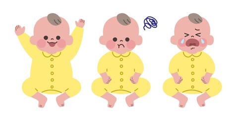 ご機嫌、不機嫌、泣く　赤ちゃん　主線無し