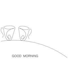 Good morning card. Cup of coffee love heart. Vector illustration