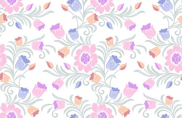 Fototapeta na wymiar Seamless vector rose flower pattern design