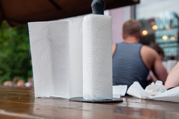 white toilet paper in a cafe
 