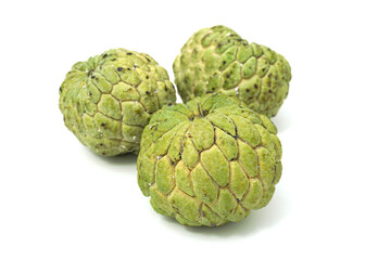 Fresh from nature organic Sugar apple isolated on white.