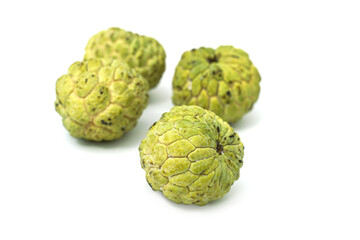 Fresh from nature organic Sugar apple isolated on white.