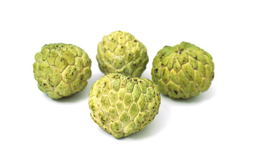 Fresh from nature organic Sugar apple isolated on white.