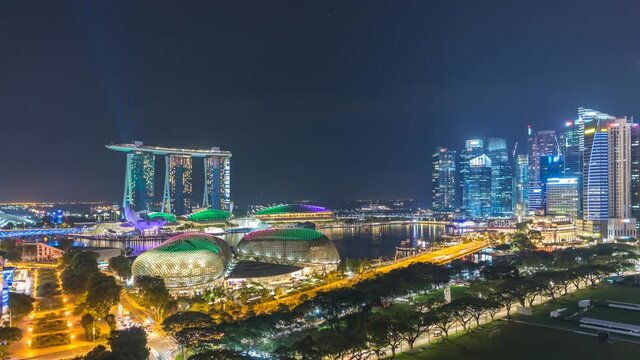 Singapore time lapse 4K, timelapse at Marina Bay Sands light show