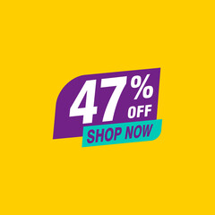 47 discount, Sales Vector badges for Labels, , Stickers, Banners, Tags, Web Stickers, New offer. Discount origami sign banner