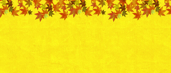 金色のテクスチャー背景と紅葉
Autumn leaves material.
Traditional material on golden background.
