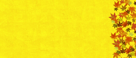 金色のテクスチャー背景と紅葉
Autumn leaves material.
Traditional material on golden background.