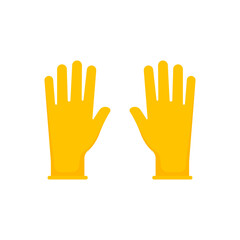 Pair of yellow traditional rubber firefighter's gloves. Vector illustration.