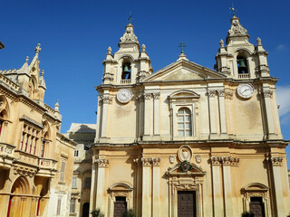 Fototapeta na wymiar The St. Paul's Cathedral in Mdina, MALTA