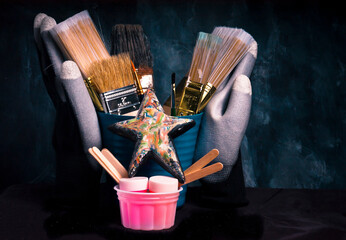 Paint brushes and paints