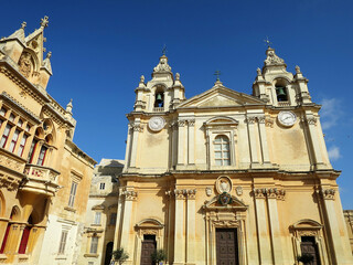 Fototapeta na wymiar The St. Paul's Cathedral in Mdina, MALTA