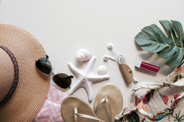Summer theme background with ladies' and beach accessories