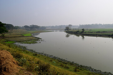 Green landscape with river in Bangladesh 