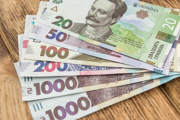 Fototapeta na wymiar background of new banknotes ukraine money