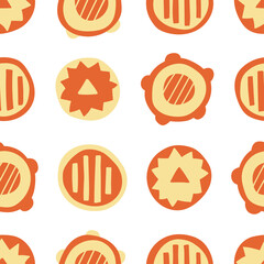 Orange abstract circles - seamless pattern. Modern color illustration for textiles, packaging, postcards, etc. Flat style.