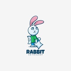 Vector Logo Illustration Rabbit Simple Mascot Style.