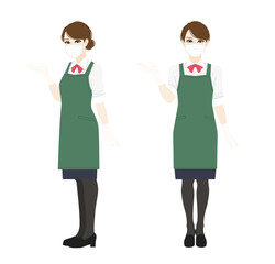 感染予防でマスクと手袋を着用している店員