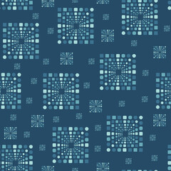 Geometric seamless repeating pattern of squares and circles creating a bigger scruares