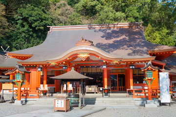 Kumano Nachi Taisha in Nachikatsuura, Wakayama, Japan. It is part of the "Sacred Sites and Pilgrimage Routes in the Kii Mountain Range" UNESCO World Heritage Site.