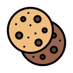 birthday or new born baby related chocolate chip biscuits with chocolate balls vectors with editable stroke,