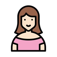 birthday related girl or avatar with cuite look and stylish dress vector with editable stroke,