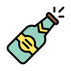 birthday or new born baby related champagne bottle opening vectors with editable stroke,