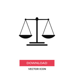  Scale icon vector. Balance sign