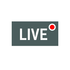 Red live streaming icon on white background