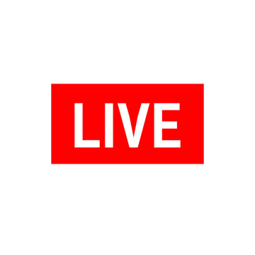 Red live streaming icon on white background