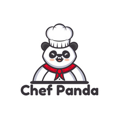 cute chef panda logo template