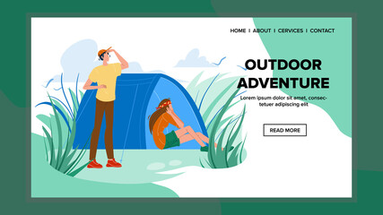 Outdoor Adventure And Expedition Travel Vector Illustration