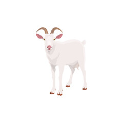 Goat, farm animal cattle icon, livestock and meat food product symbol. Cartoon isolated goat, butcher shop and farm market animal sign
