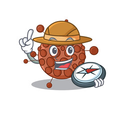 Neisseria mascot design style of explorer using a compass during the journey