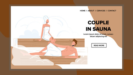 Couple In Sauna Beauty Salon Resort Service Vector
