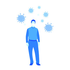 Vector illustration of a standing man wearing a mask.