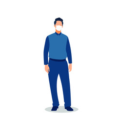 Vector illustration of a standing man wearing a mask.