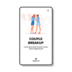 Couple Breakup Girlfriends Broken Love Vector Illustration