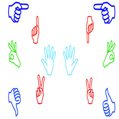 set of colorful hand prints