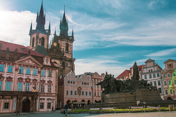 Fototapeta na wymiar Scenic view of historical center Prague, Charles bridge, and buildings of the old town, Prague. is the capital and largest city in the Czech Republic, the 13th largest city in the European Union.