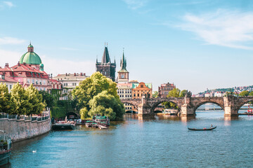 Scenic view of historical center Prague, Charles bridge, and buildings of the old town, Prague. is the capital and largest city in the Czech Republic, the 13th largest city in the European Union.