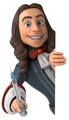 3D Illustration of a cartoon man in historical baroque costume