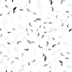 Light Blue, Green vector seamless template with dolphins. Modern abstract illustration with sea dolphins. Natural design for wallpapers.