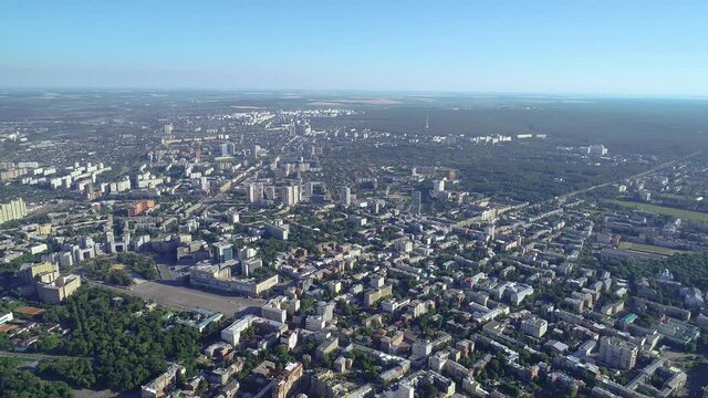 Panoramic view of Kharkov from the air. Kharkov, Ukraine. Big city from the air