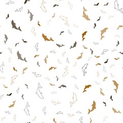 Dark Red, Yellow vector seamless pattern with sea dolphins. Isolated sea dolphins on white background. Pattern for wildlife ad, booklets.