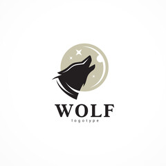 Wolf logo moon and stars