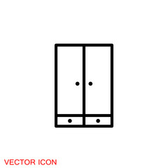 Cupboard icon, furniture and home decor icons. Vector illustration.