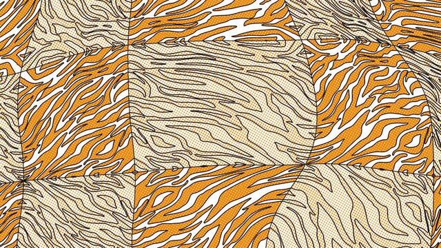 Seamless modern animation of zebra pattern in comic style and orange color.Animal print video loop with a fashion trendy cartoon illustration look