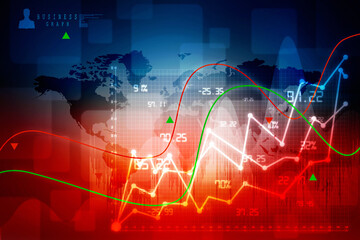 2d rendering Stock market online business concept. business Graph 